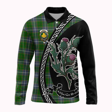 Pringle Family Crest Tartan Long Sleeve Polo Shirt Alba Thistle Inspired
