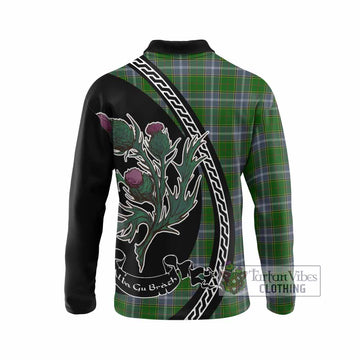 Pringle Family Crest Tartan Long Sleeve Polo Shirt Alba Thistle Inspired