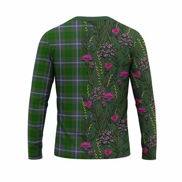 Pringle Family Crest Tartan Long Sleeve T-Shirt Scottish Thistle Flower Pattern Half Style
