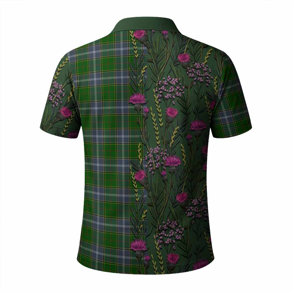 Pringle Family Crest Tartan Polo Shirt Scottish Thistle Flower Pattern Half Style - Tartan Vibes Clothing