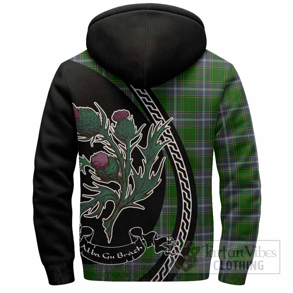 Pringle Family Crest Tartan Sherpa Hoodie Alba Thistle Inspired - Tartan Vibes Clothing
