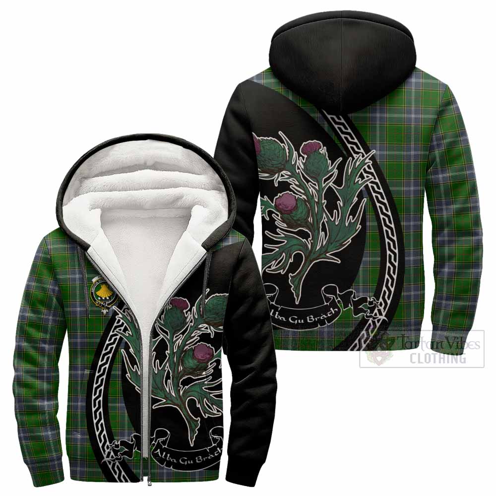 Pringle Family Crest Tartan Sherpa Hoodie Alba Thistle Inspired - Tartan Vibes Clothing