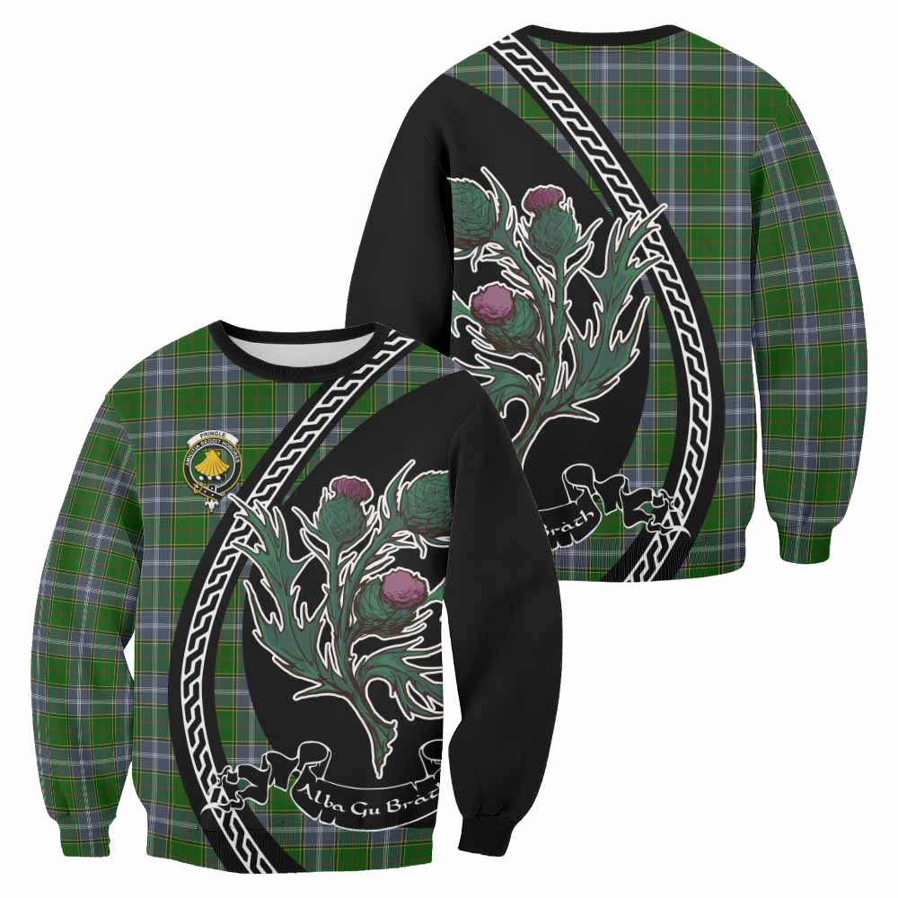 Pringle Family Crest Tartan Sweatshirt Alba Thistle Inspired - Tartan Vibes Clothing
