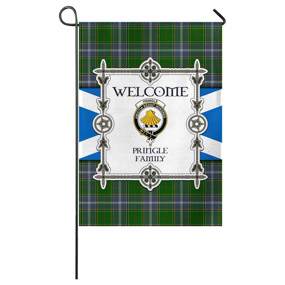 Pringle Family Crest Tartan Welcome Garden Flag Saltire Harmony Style - Tartan Vibes Clothing