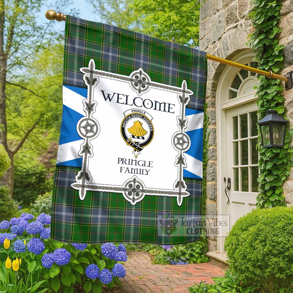 Pringle Family Crest Tartan Welcome Garden Flag Saltire Harmony Style - Tartan Vibes Clothing