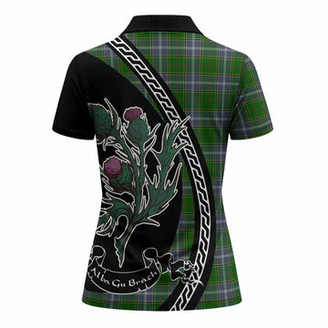 Pringle Family Crest Tartan Women Polo Shirt Alba Thistle Inspired