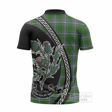 Pringle Family Crest Tartan Zipper Polo Shirt Alba Thistle Inspired