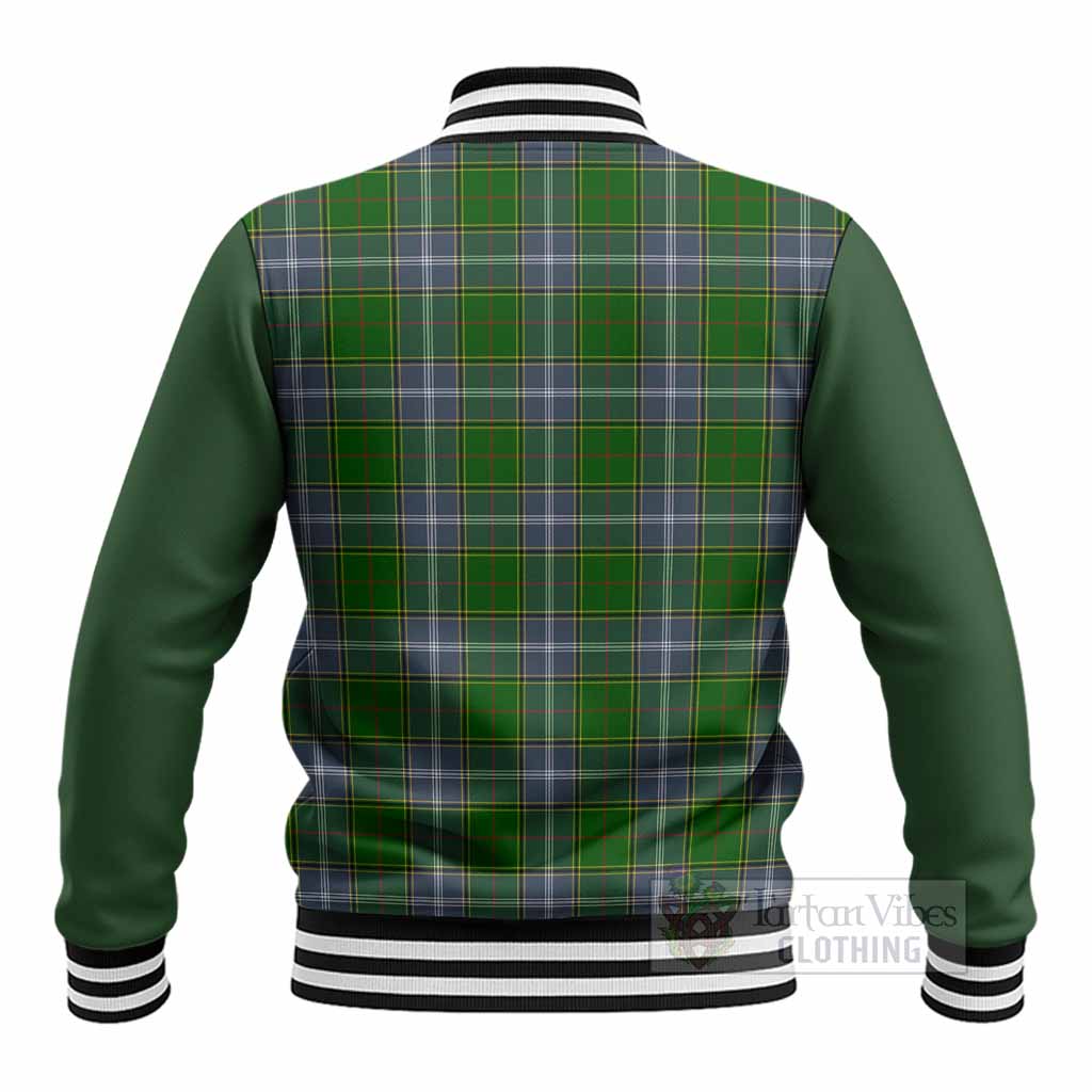 Pringle Tartan Accent Baseball Jacket with Family Crest