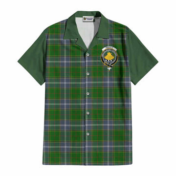 Pringle Tartan Accent Cotton Hawaiian Shirt with Family Crest