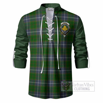 Pringle Tartan Accent Ghillie Shirt with Family Crest
