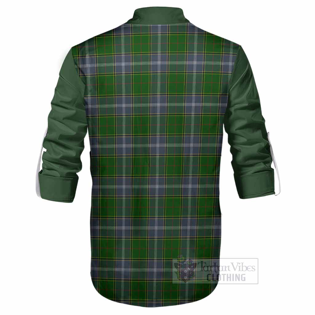 Pringle Tartan Accent Ghillie Shirt with Family Crest