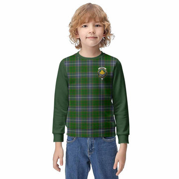 Pringle Tartan Accent Kid Knitted Sweatshirt with Family Crest
