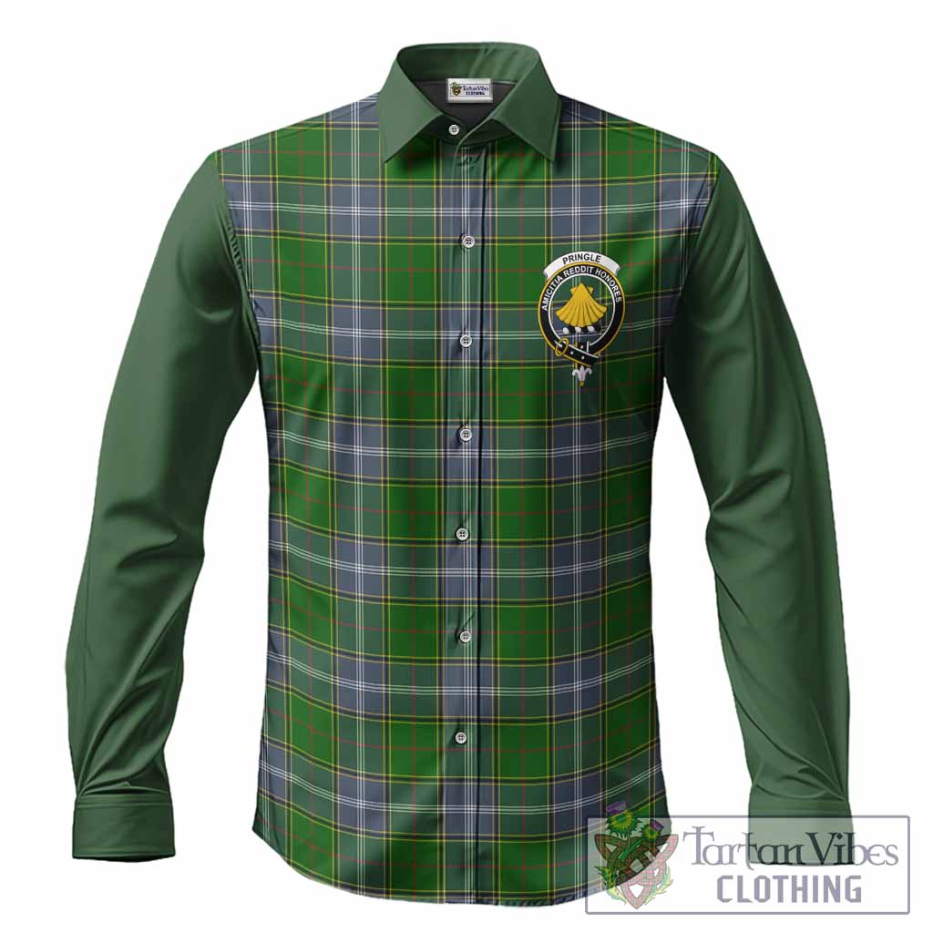 Pringle Tartan Accent Long Sleeve Button Shirts with Family Crest