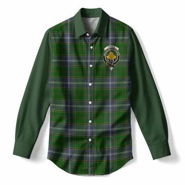 Pringle Tartan Accent Women Casual Shirt with Family Crest