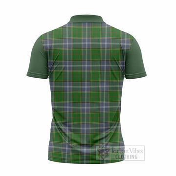 Pringle Tartan Accent Zipper Polo Shirt with Family Crest