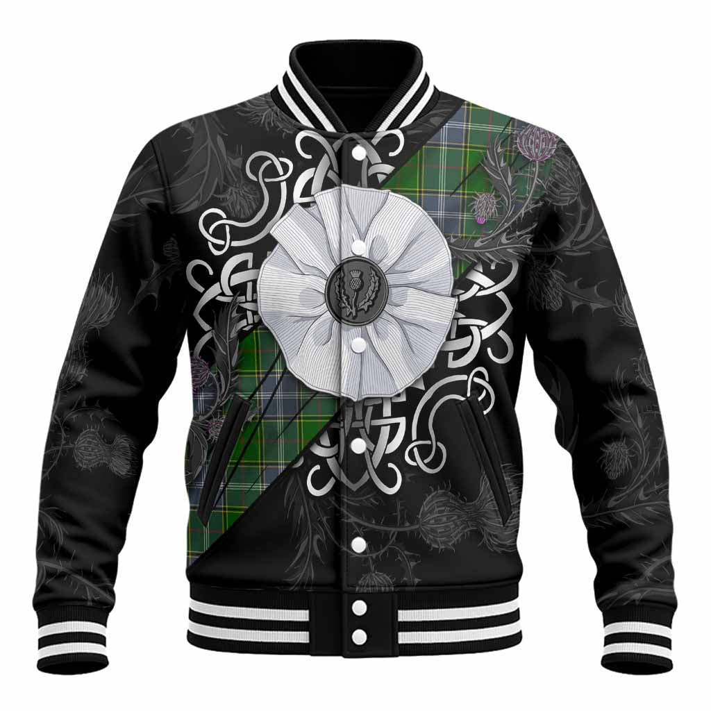 Pringle Tartan Baseball Jacket Jacobite White Rose Unisex - Tartan Vibes Clothing