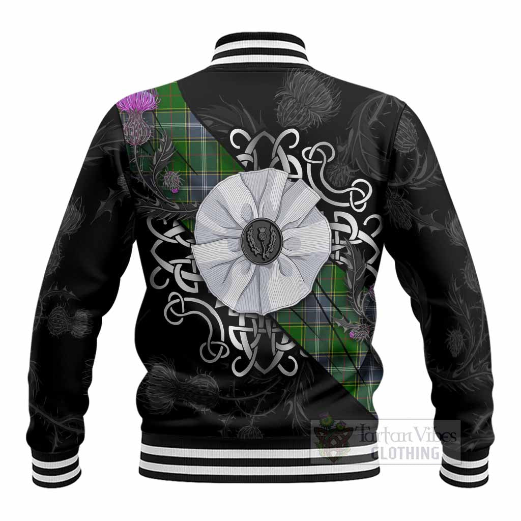 Pringle Tartan Baseball Jacket Jacobite White Rose - Tartan Vibes Clothing