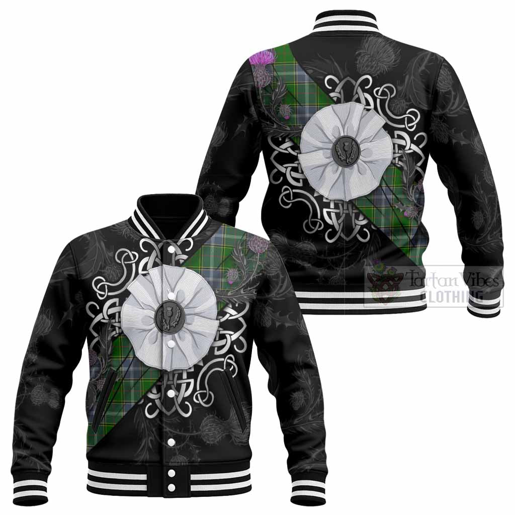 Pringle Tartan Baseball Jacket Jacobite White Rose - Tartan Vibes Clothing
