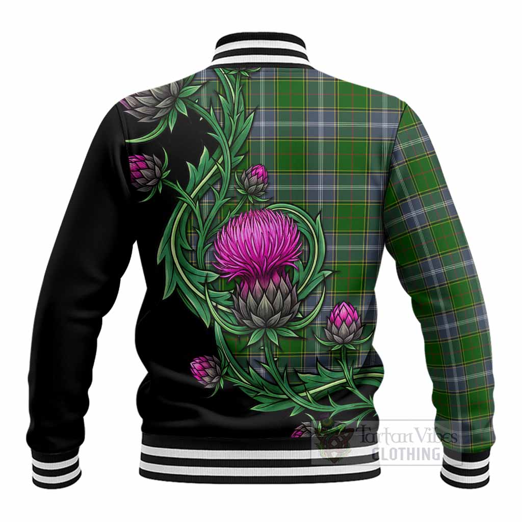 Pringle Tartan Baseball Jacket Resilient Scottish Thistle - Tartan Vibes Clothing