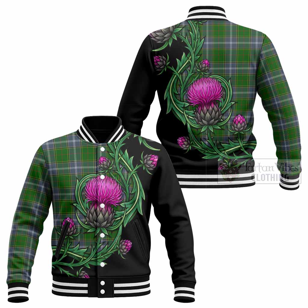 Pringle Tartan Baseball Jacket Resilient Scottish Thistle - Tartan Vibes Clothing