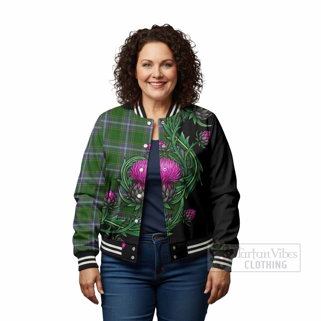 Pringle Tartan Baseball Jacket Resilient Scottish Thistle - Tartan Vibes Clothing