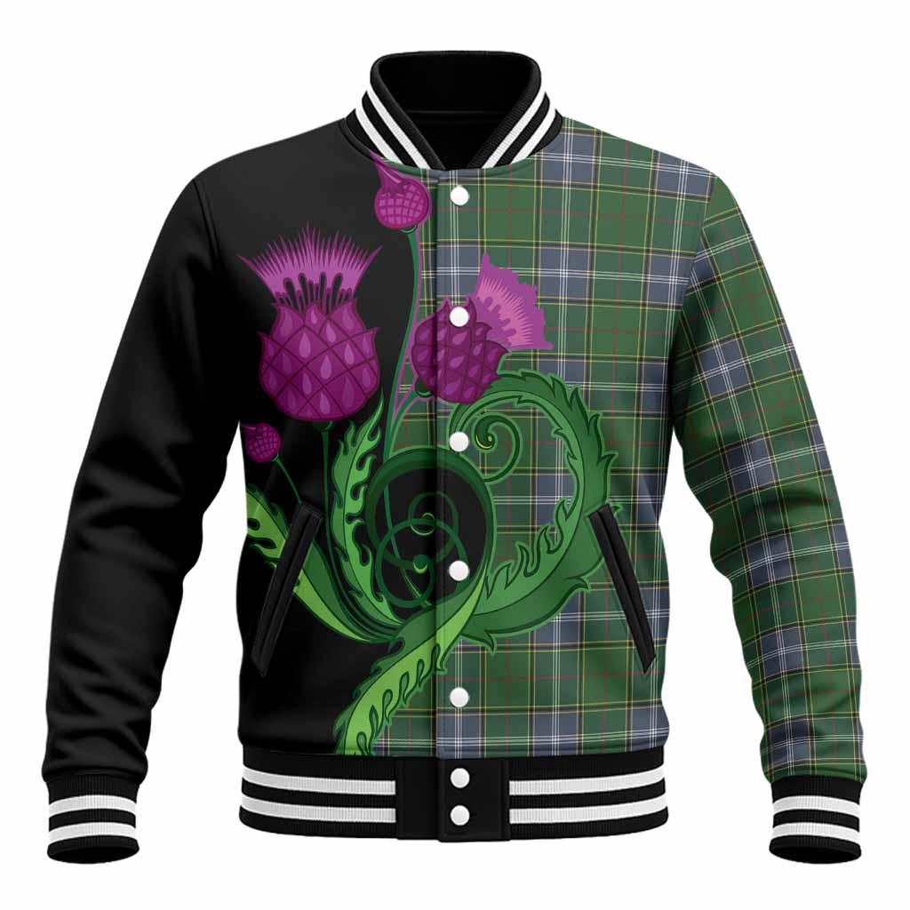 Pringle Tartan Baseball Jacket Traditional Scottish Thistle