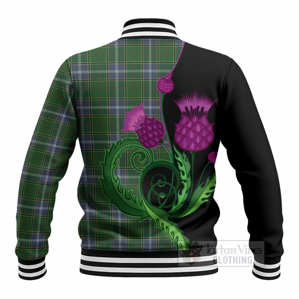 Pringle Tartan Baseball Jacket Traditional Scottish Thistle