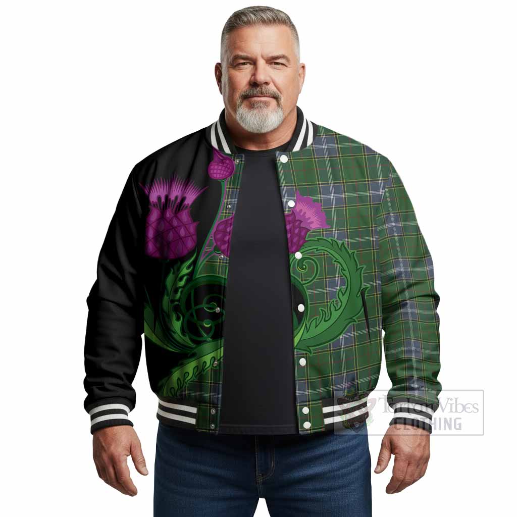 Pringle Tartan Baseball Jacket Traditional Scottish Thistle