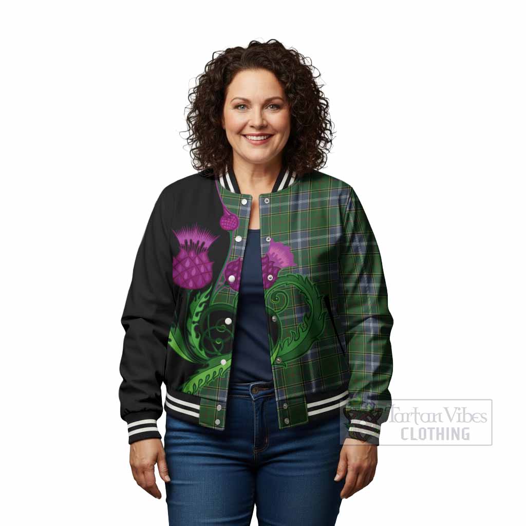 Pringle Tartan Baseball Jacket Traditional Scottish Thistle