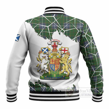 Pringle Tartan Baseball Jacket with Family Crest and Lion Rampant Grunge Style