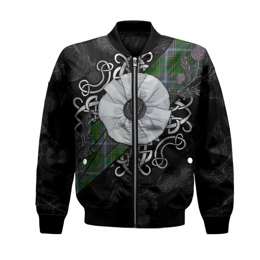 Pringle Tartan Bomber Jacket Jacobite White Rose Unisex Black - Tartan Vibes Clothing