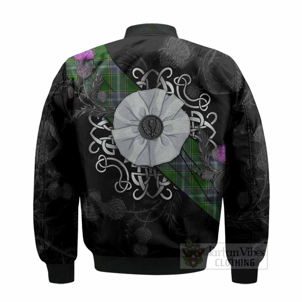 Pringle Tartan Bomber Jacket Jacobite White Rose - Tartan Vibes Clothing