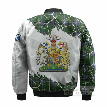 Pringle Tartan Bomber Jacket with Family Crest and Lion Rampant Grunge Style
