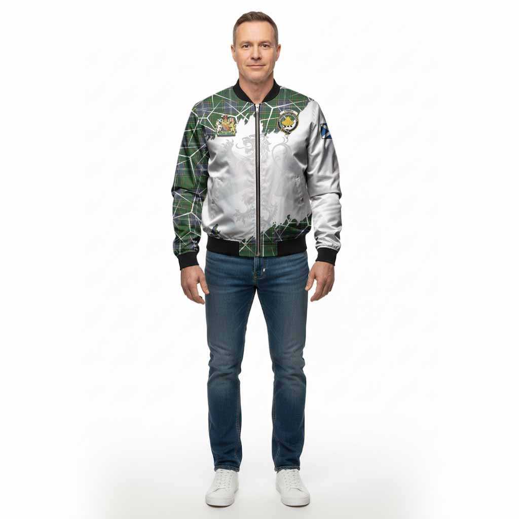 Pringle Tartan Bomber Jacket with Family Crest and Lion Rampant Grunge Style