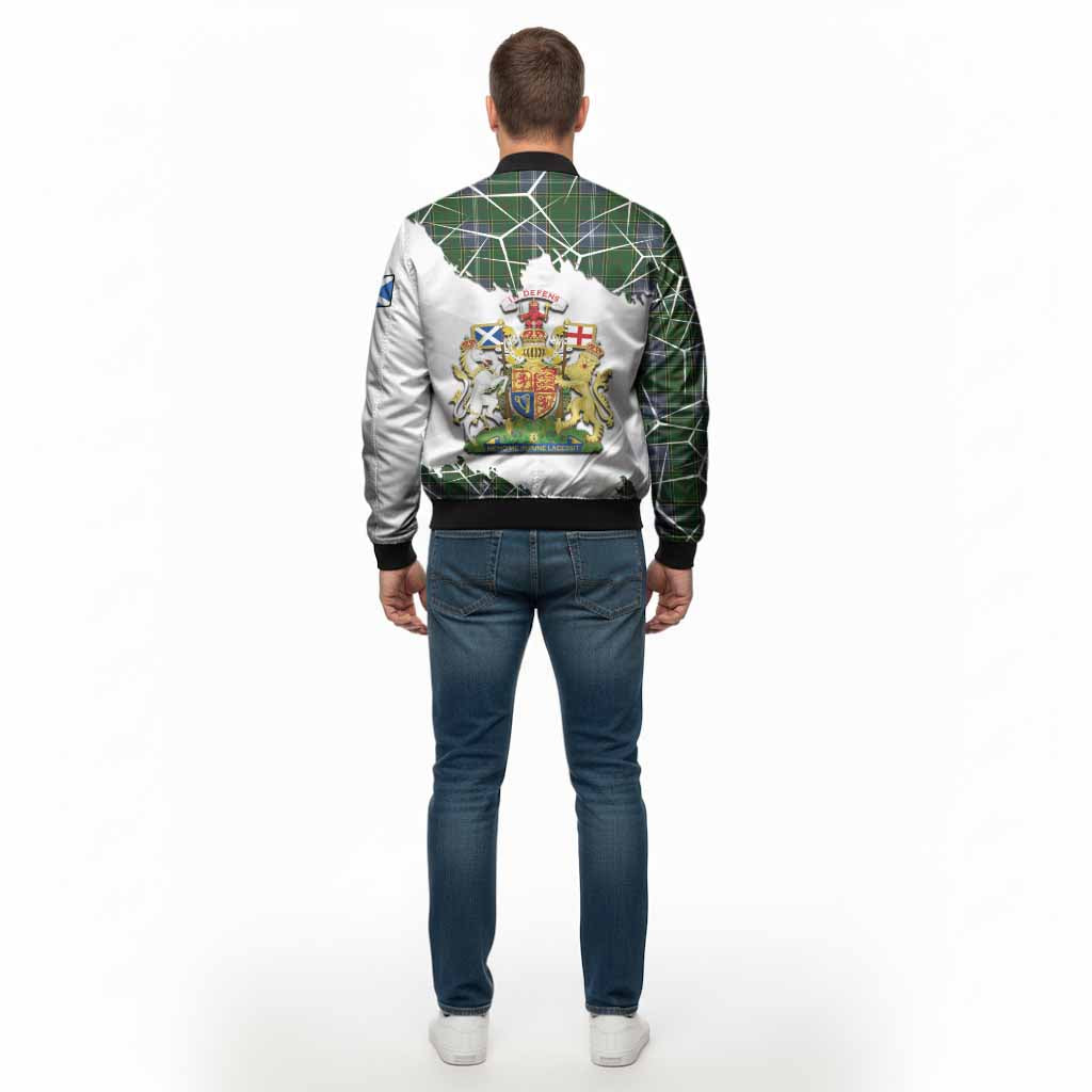 Pringle Tartan Bomber Jacket with Family Crest and Lion Rampant Grunge Style