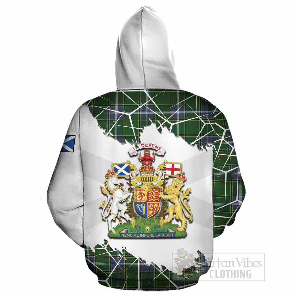 Pringle Tartan Cotton Hoodie with Family Crest and Lion Rampant Grunge Style