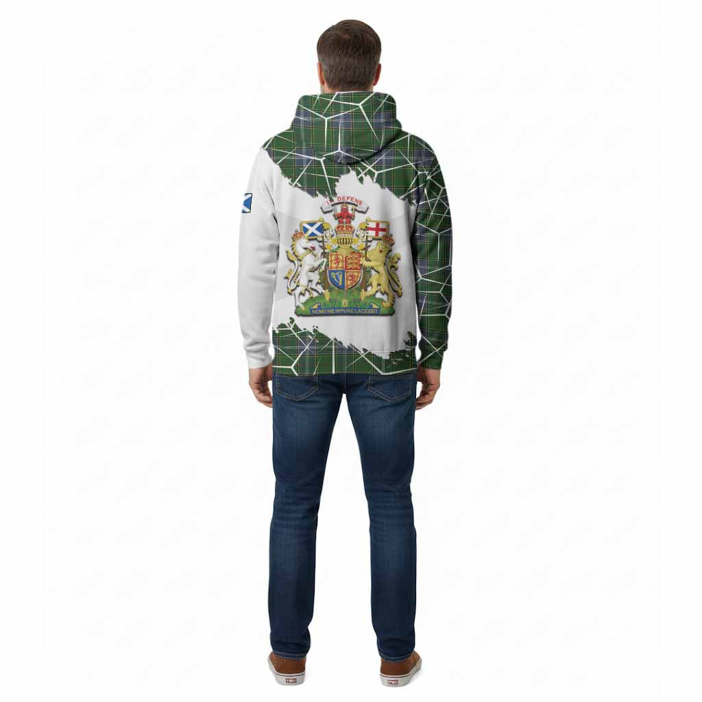 Pringle Tartan Cotton Hoodie with Family Crest and Lion Rampant Grunge Style