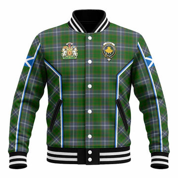 Pringle Tartan Crest Baseball Jacket Scotland Coat of Arm Flag Style