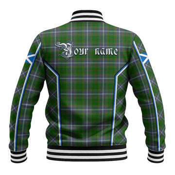 Pringle Tartan Crest Baseball Jacket Scotland Coat of Arm Flag Style