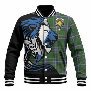 Pringle Tartan Crest Baseball Jacket Scottish Golden Lions Wave Flow