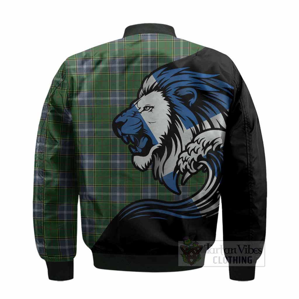 Pringle Tartan Crest Bomber Jacket Scottish Golden Lions Wave Flow
