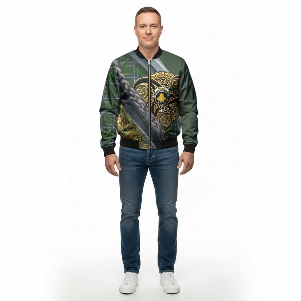 Pringle Tartan Crest Bomber Jacket Scottish Triskele Celtic