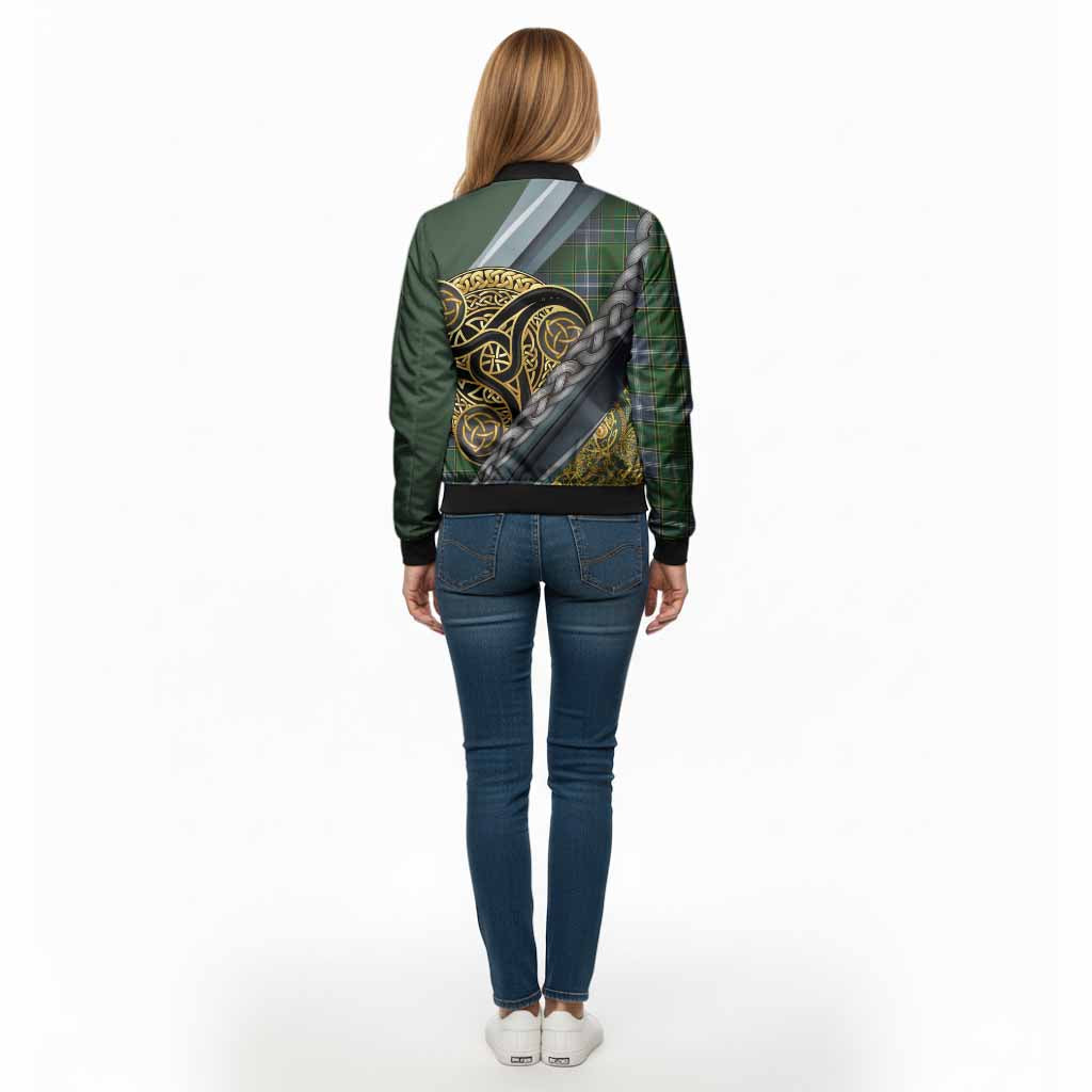 Pringle Tartan Crest Bomber Jacket Scottish Triskele Celtic