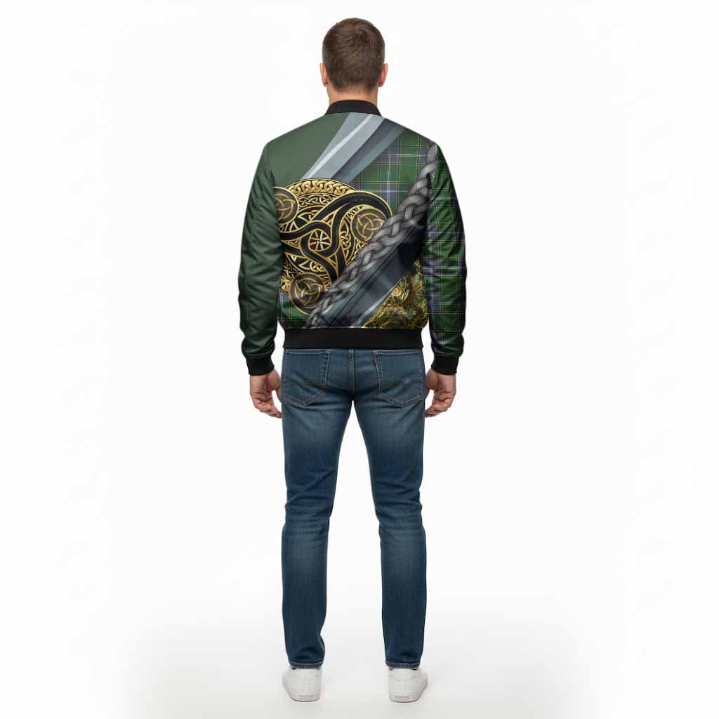 Pringle Tartan Crest Bomber Jacket Scottish Triskele Celtic