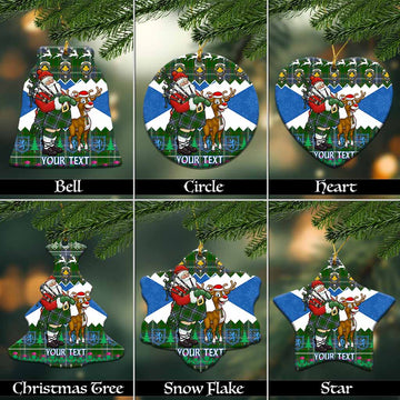 Pringle Tartan Crest Christmas Ceramic Ornament Scotland Santa With Bagpipes Cute Reindeer