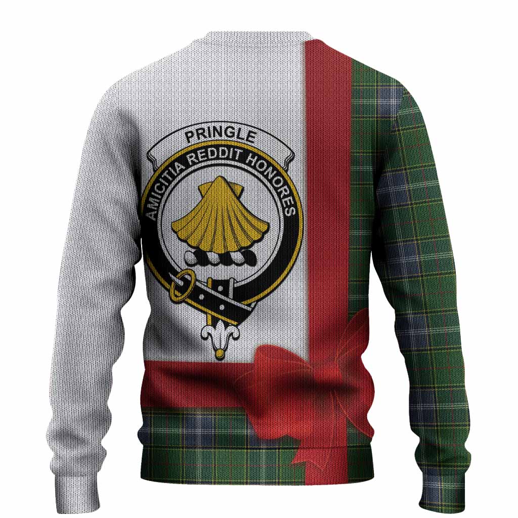 Pringle Tartan Crest Christmas Christmas Ugly Sweater Highland Cow Bagpipes Coquette Bow Style