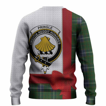 Pringle Tartan Crest Christmas Christmas Ugly Sweater Highland Cow Bagpipes Coquette Bow Style
