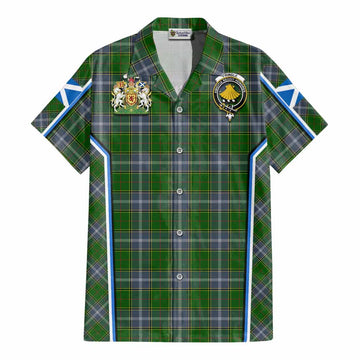 Pringle Tartan Crest Cotton Hawaiian Shirt Scotland Coat of Arm Flag Style - Tartan Vibes Clothing