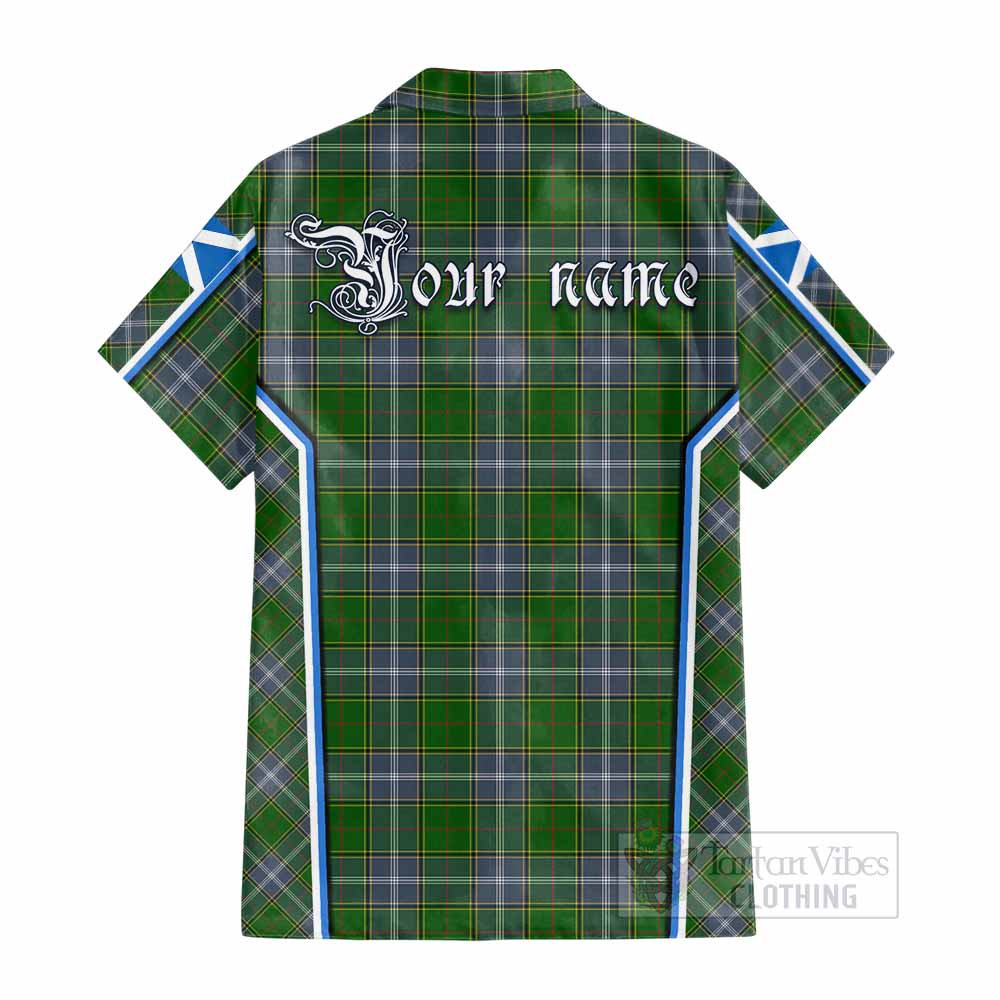 Pringle Tartan Crest Cotton Hawaiian Shirt Scotland Coat of Arm Flag Style - Tartan Vibes Clothing