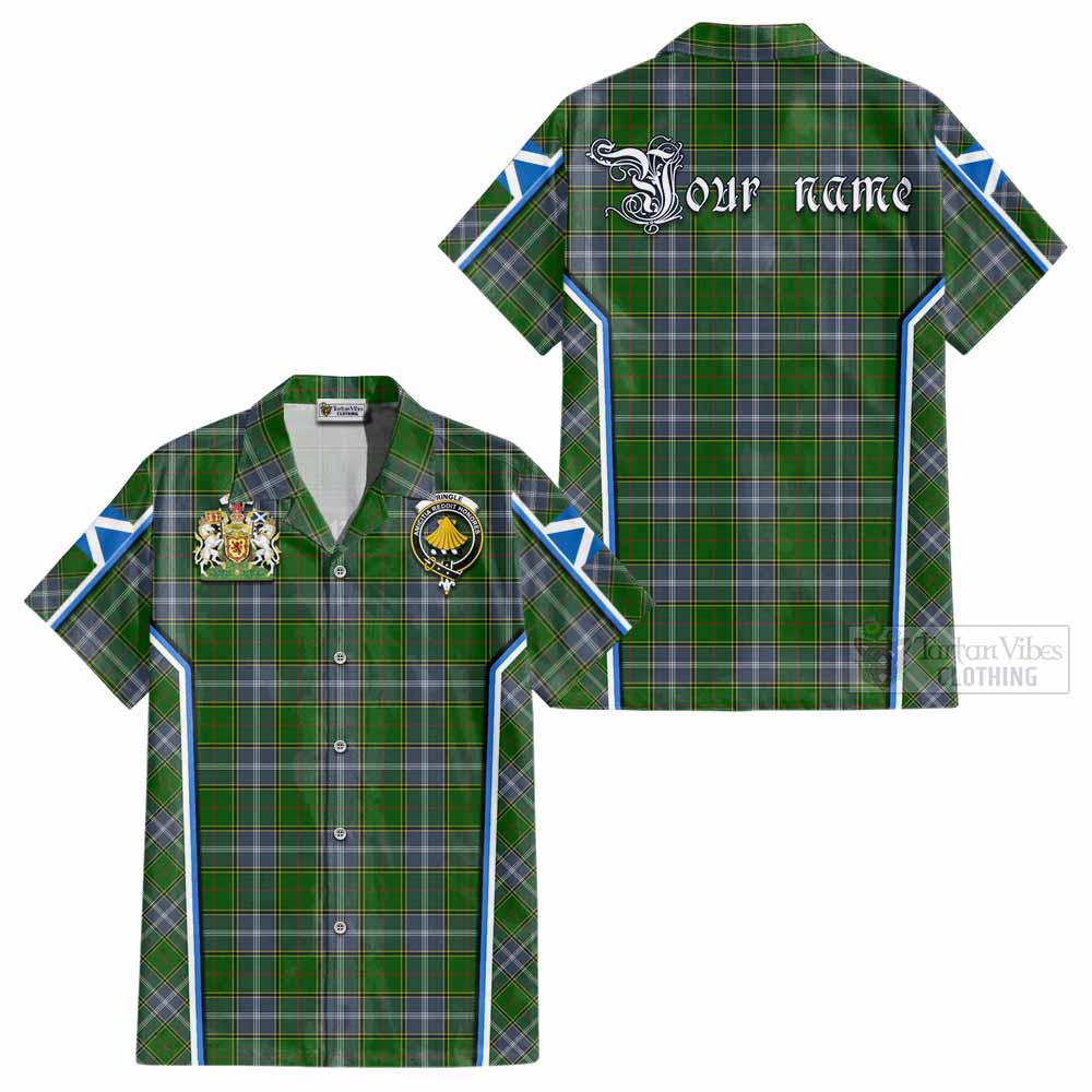 Pringle Tartan Crest Cotton Hawaiian Shirt Scotland Coat of Arm Flag Style - Tartan Vibes Clothing